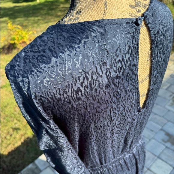 Maeve by Anthropologie Jacqueline Jacquard Leopard Jumpsuit Navy Blue Medium - Picture 13 of 14